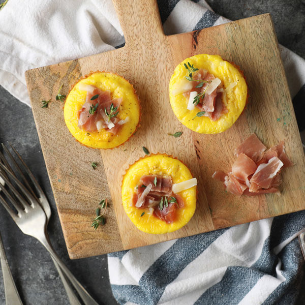 Mozzarella and Prosciutto Mini Frittata Bites Recipe Land O’Lakes